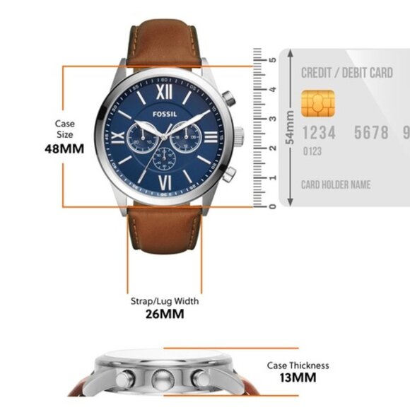 [Express Ship] Fossil Flynn Chronograph Brown Leather Watch - BQ2125 - $160 - Picture 6 of 7